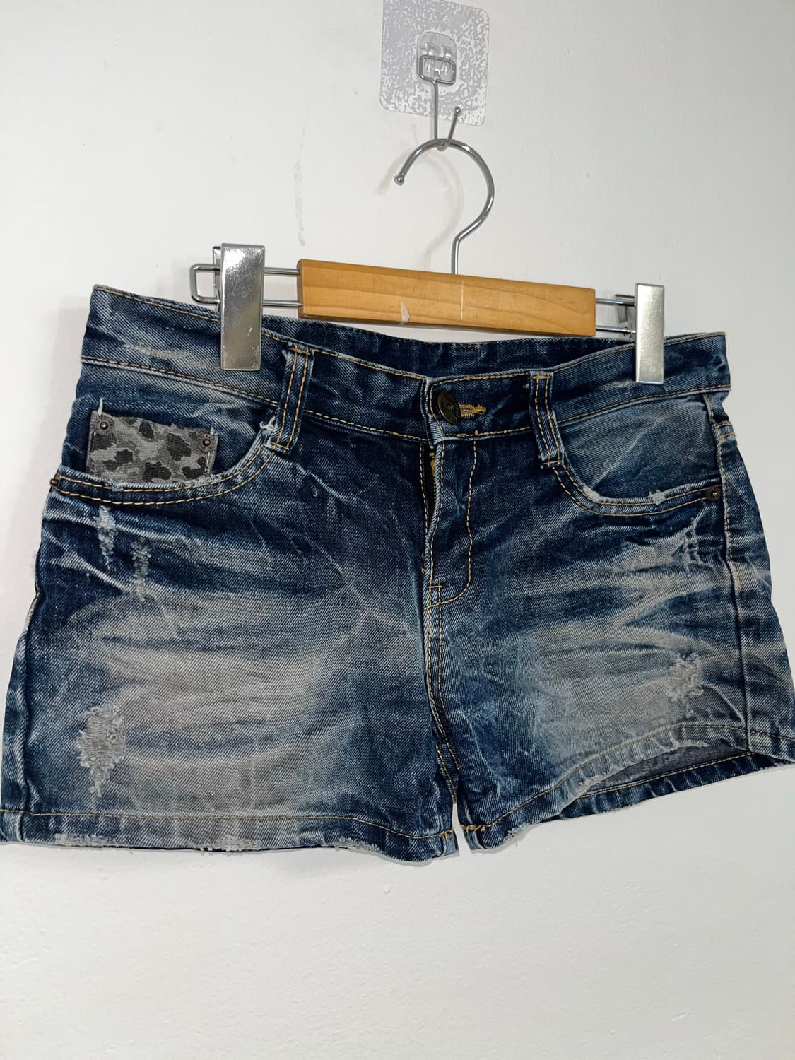 데님 레오파드 포켓 숏팬츠 상품이미지2