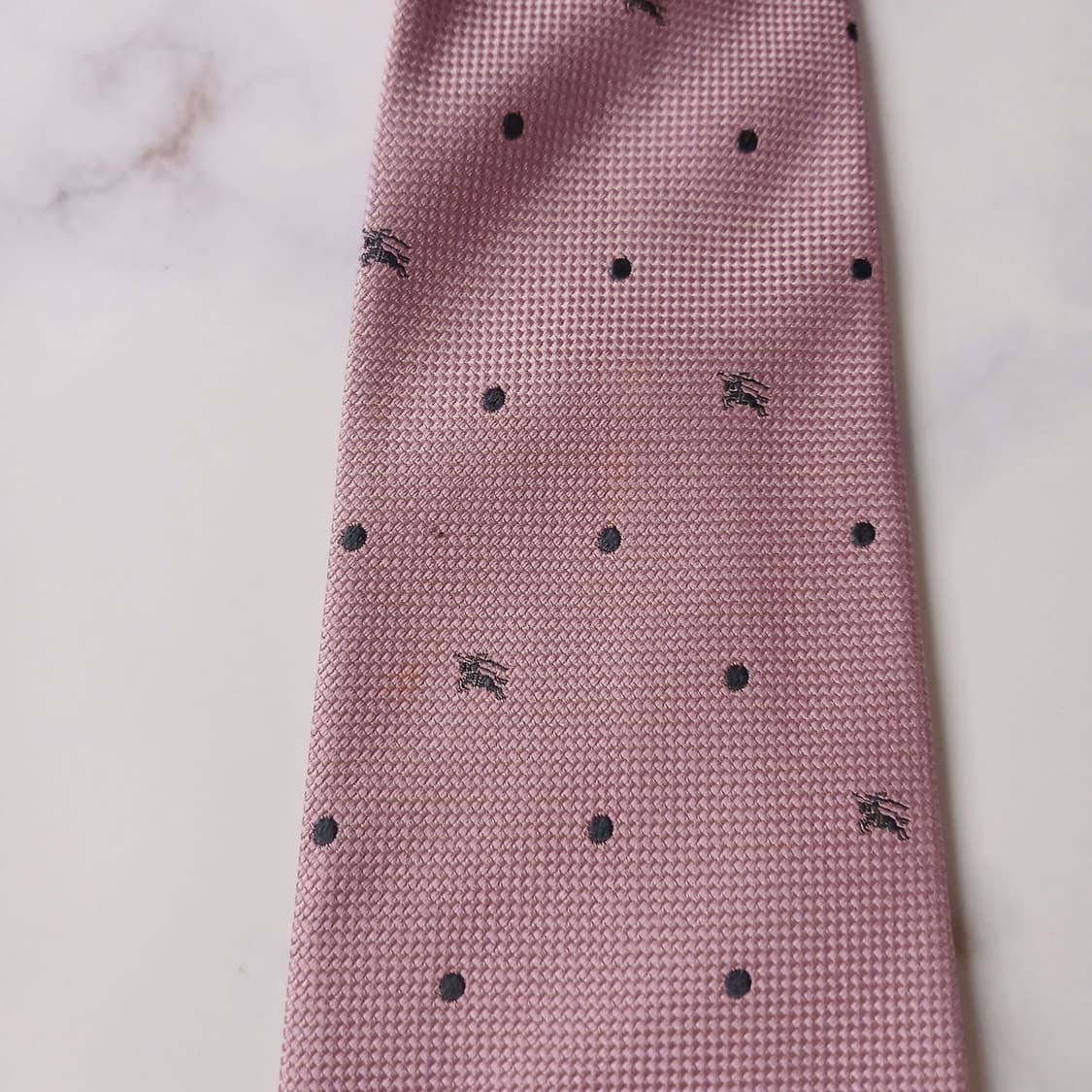 버버리 실크 핑크 도트&기마사 자수 넥타이 9.7cm B등급 A18910 상품이미지4