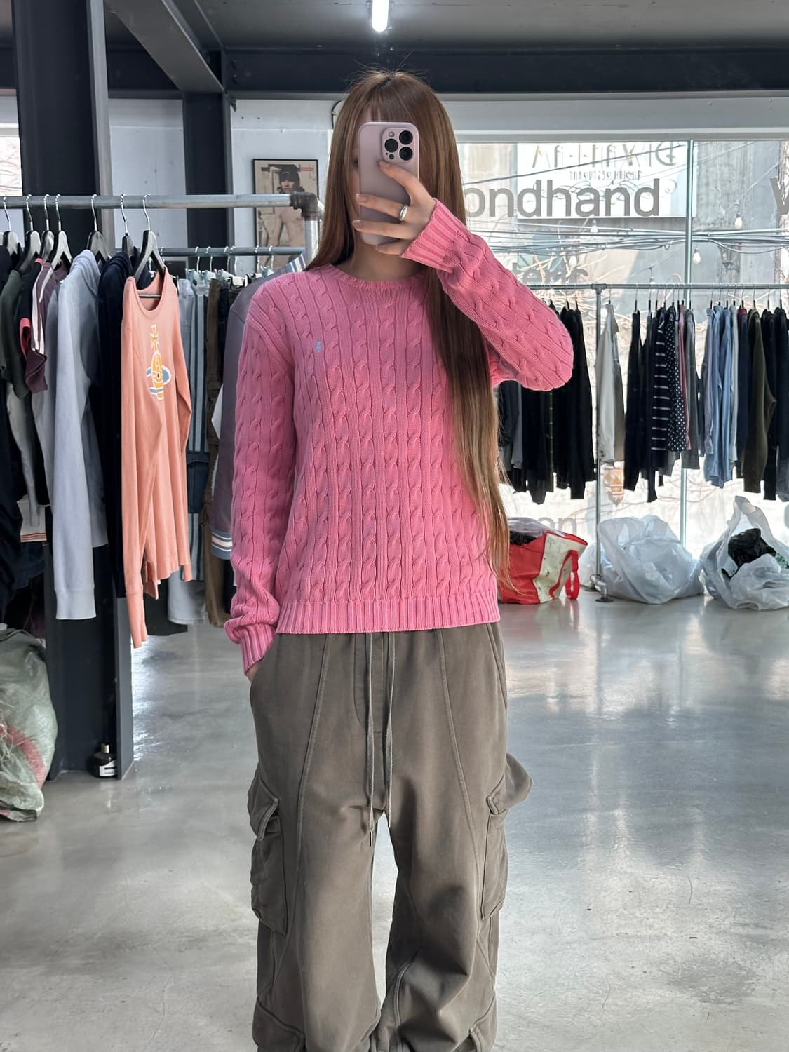 폴로랄프로렌 꽈배기 케이블 니트 핑크 상품이미지3