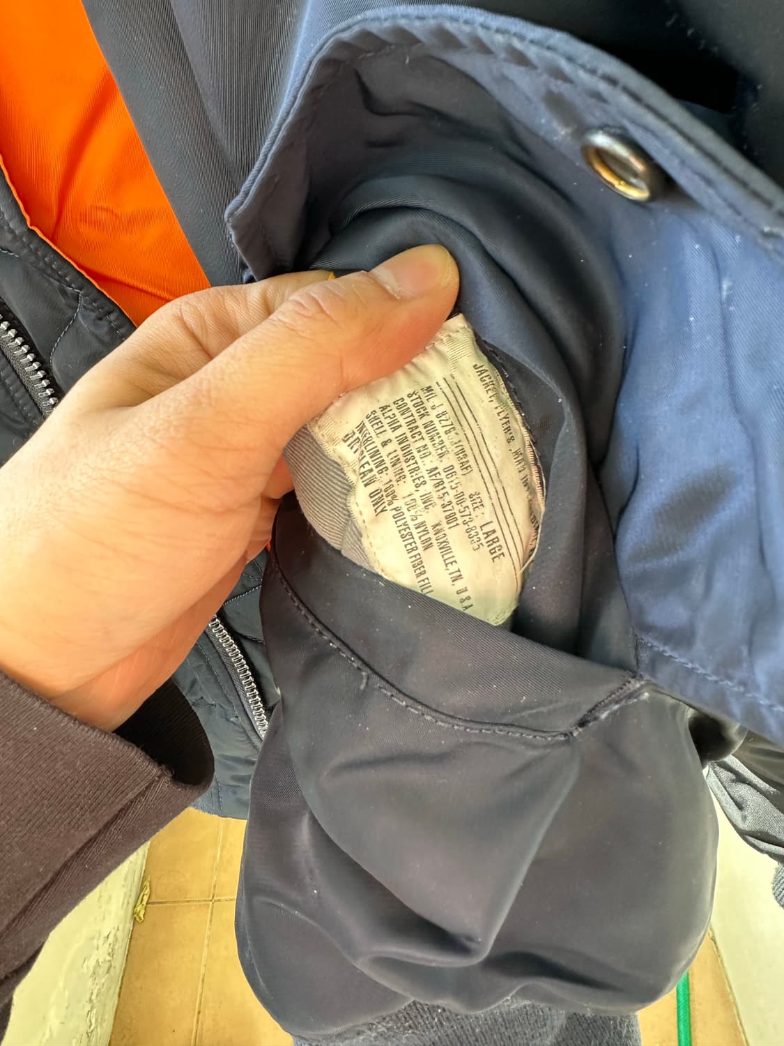 알파인더스트리 ma-1 네이비 라지 상품이미지2