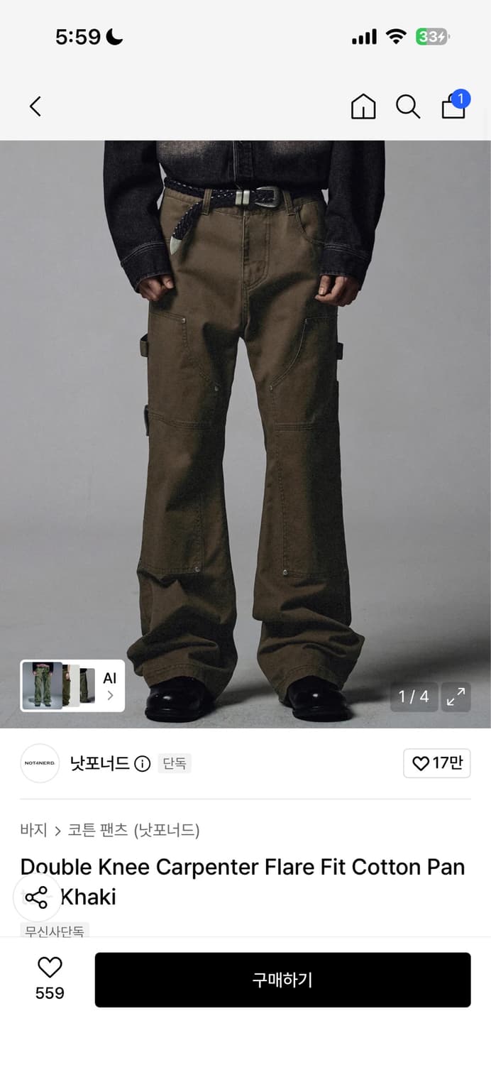 낫포너드 더블니 카펜터팬츠 상품이미지4
