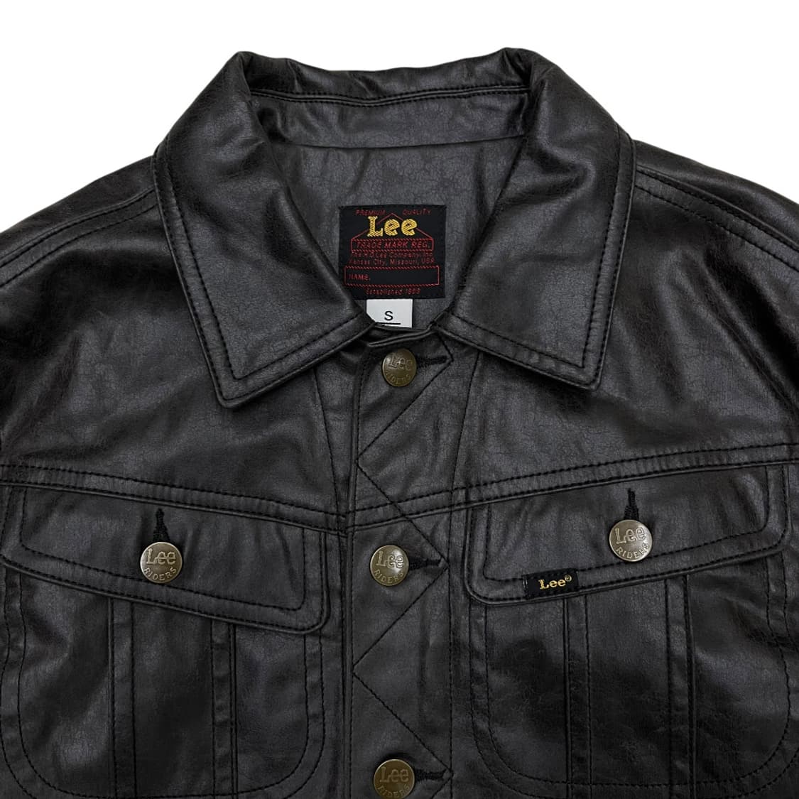 LEE 블랙 레더 자켓 S 상품이미지4