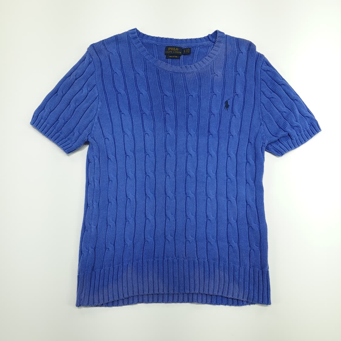CN742W L 폴로 랄프로렌 로얄블루 케이블 반팔 니트 스웨터 상품이미지1