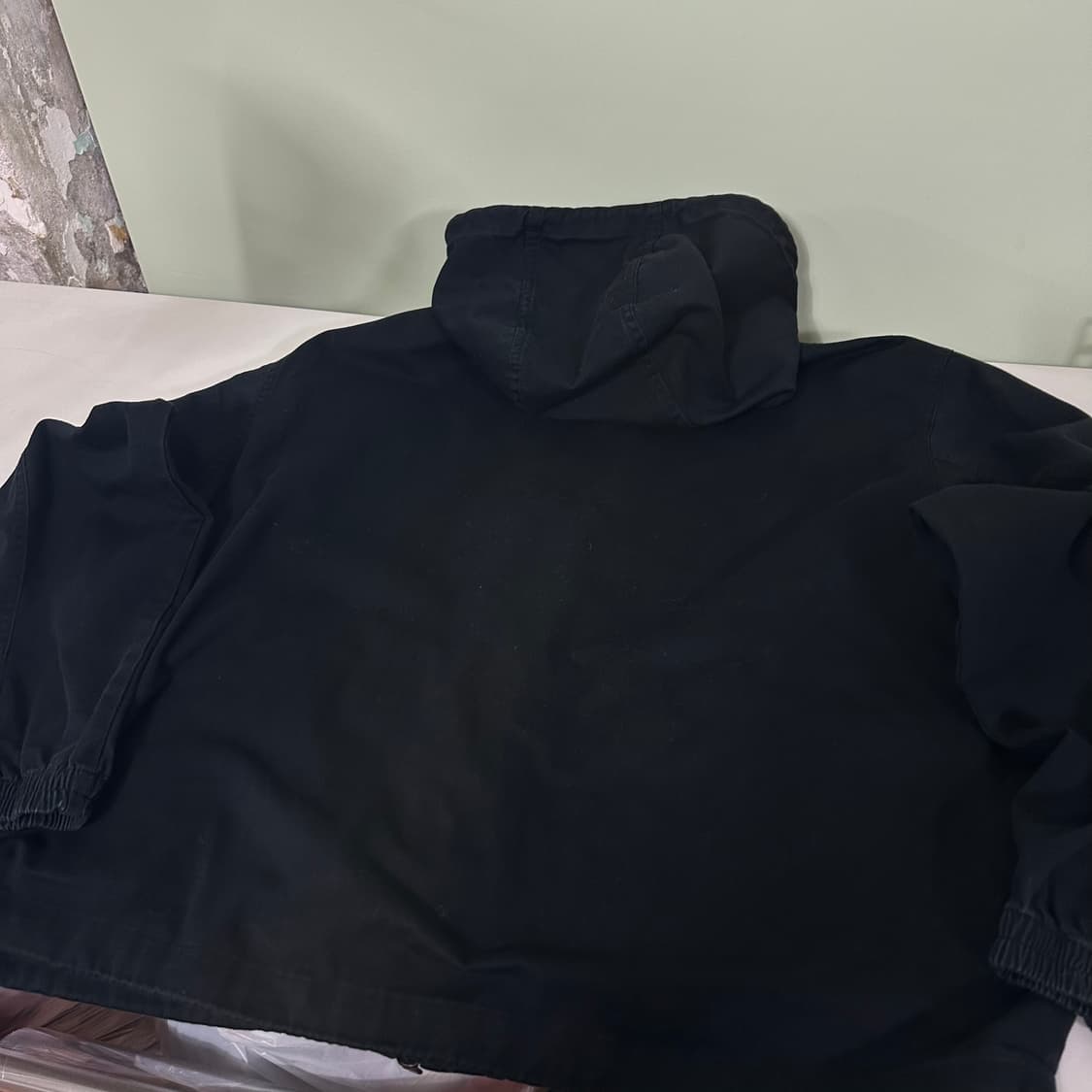 XL 코드그라피 블랙 후드 오버핏 숏야상 상품이미지4