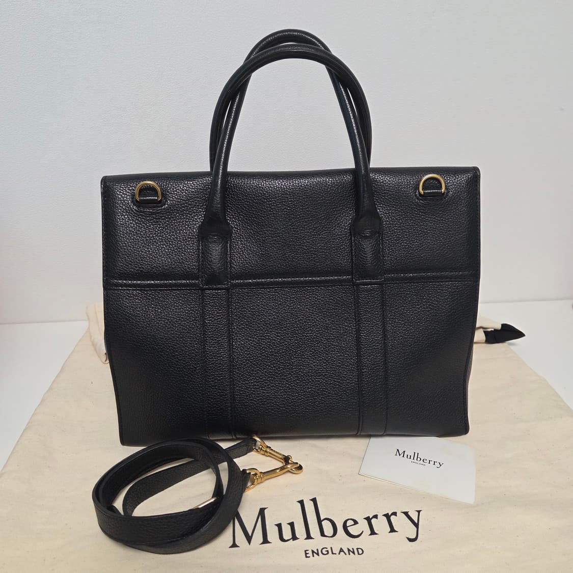 Mulberry 멀버리 정품 뉴베이스워터 금장 블랙 그레인 투웨이 플랩백 상품이미지2