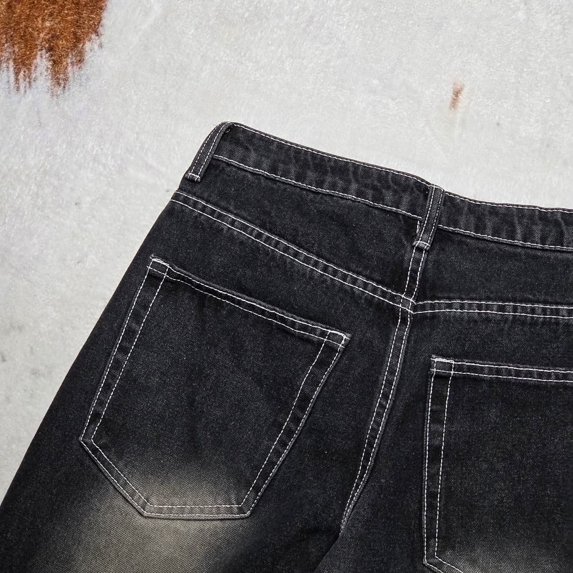 빈티지 흑청 워싱 와이드 데님팬츠 상품이미지5