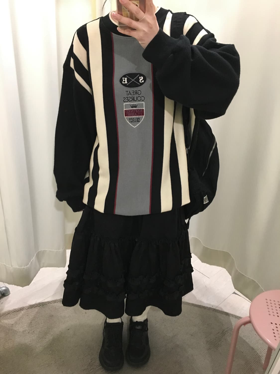 린드버그 스트라이프 기모 오버핏 니트 상품이미지3