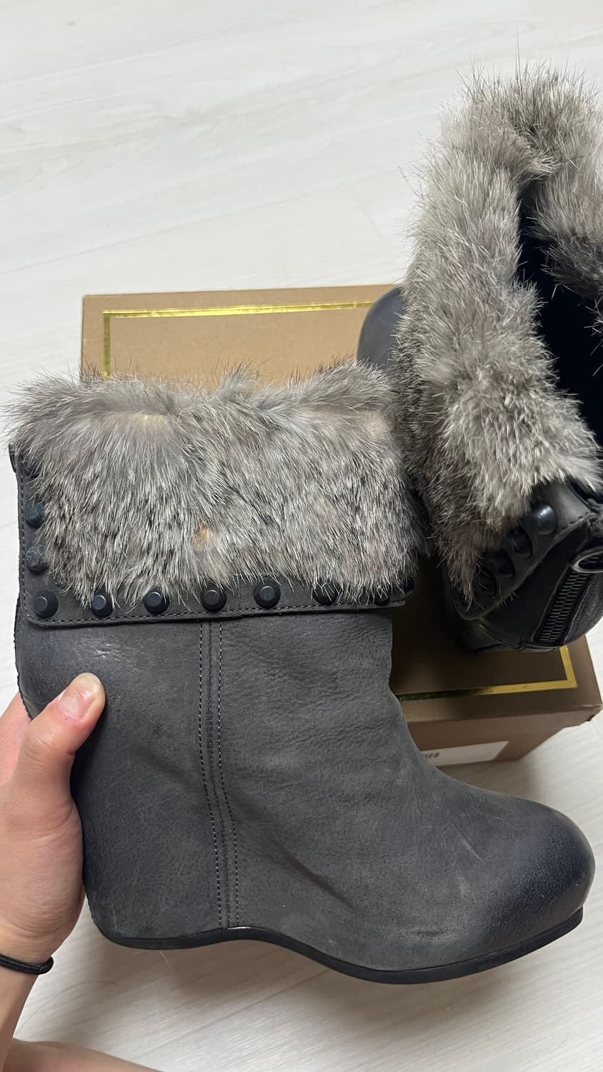 ash 아쉬 퍼 트리밍 가보시 웨지부츠 38 1/2 챠콜 상품이미지2