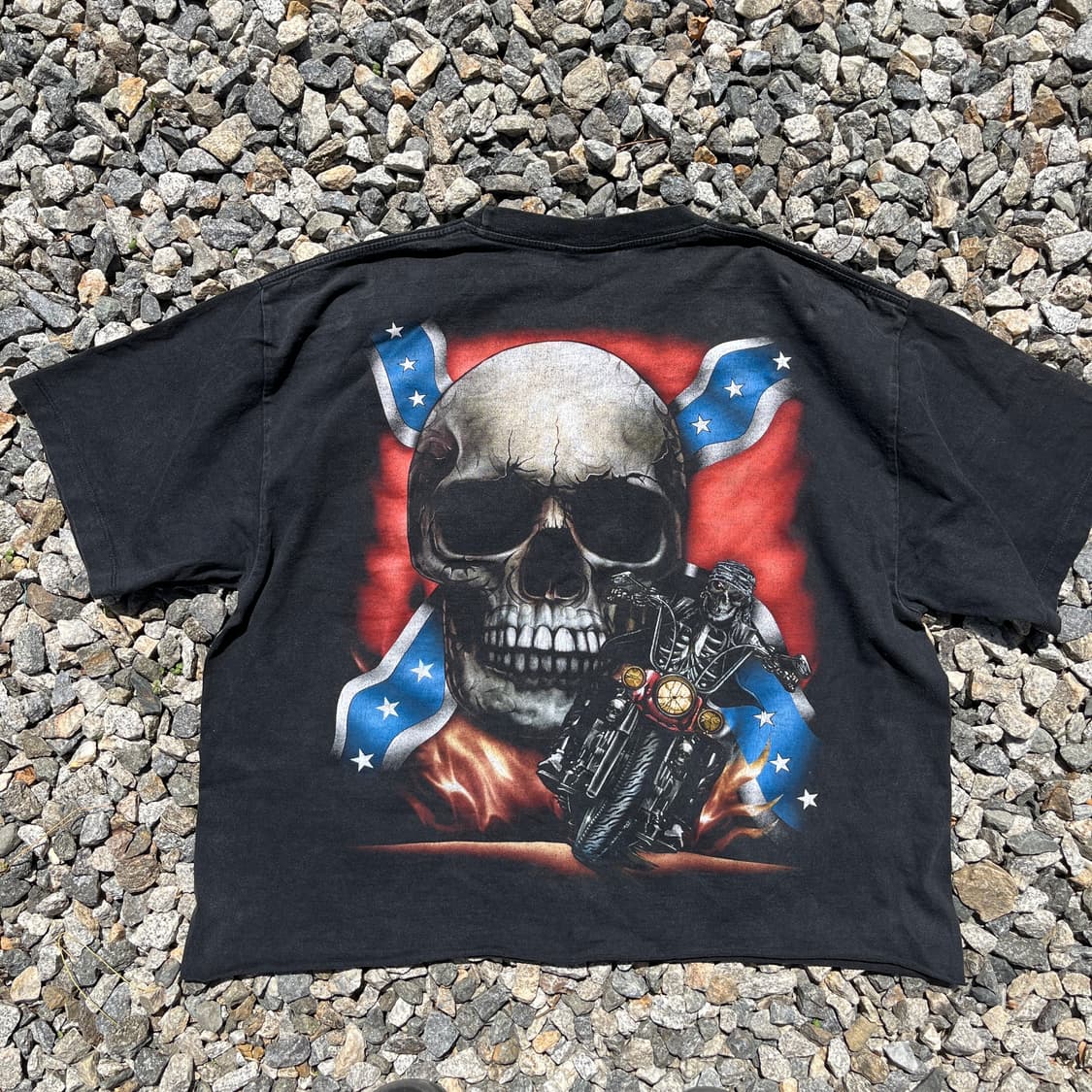 Rock Chang 빈티지 스컬 크롭 반팔(실측확인) 상품이미지3