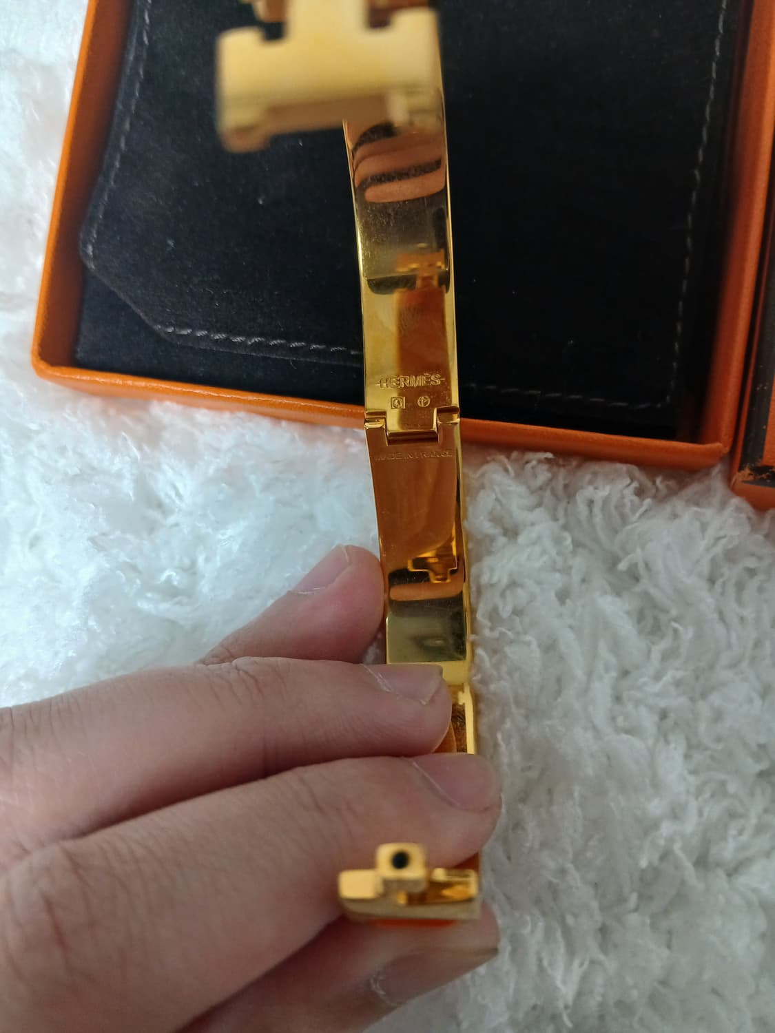 에르메스 클릭아슈 팔찌 PM 오렌지 금장 색상 상품이미지6