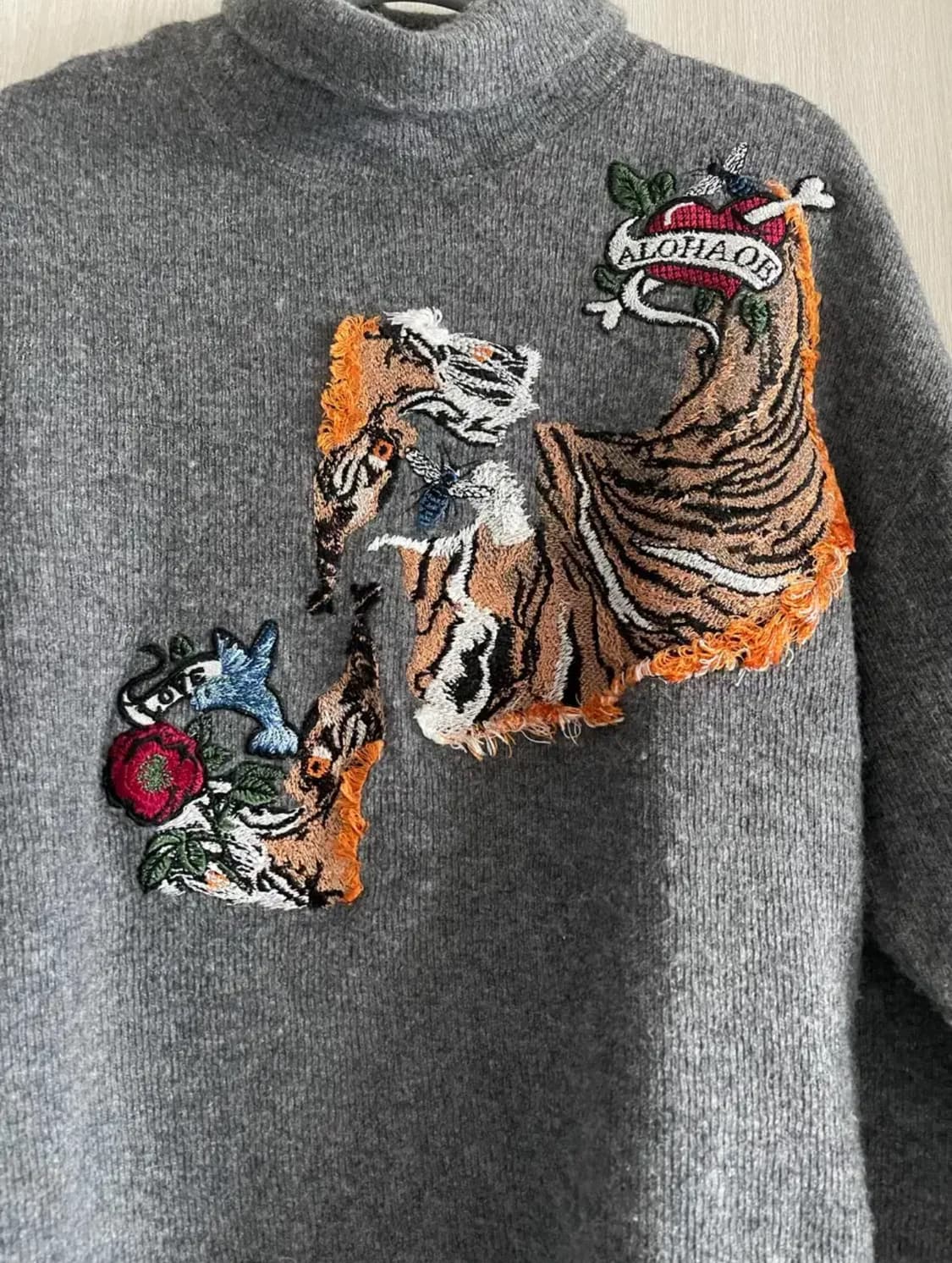 시스템 더한섬 타이거 자수 울 니트 스웨터 상품이미지2