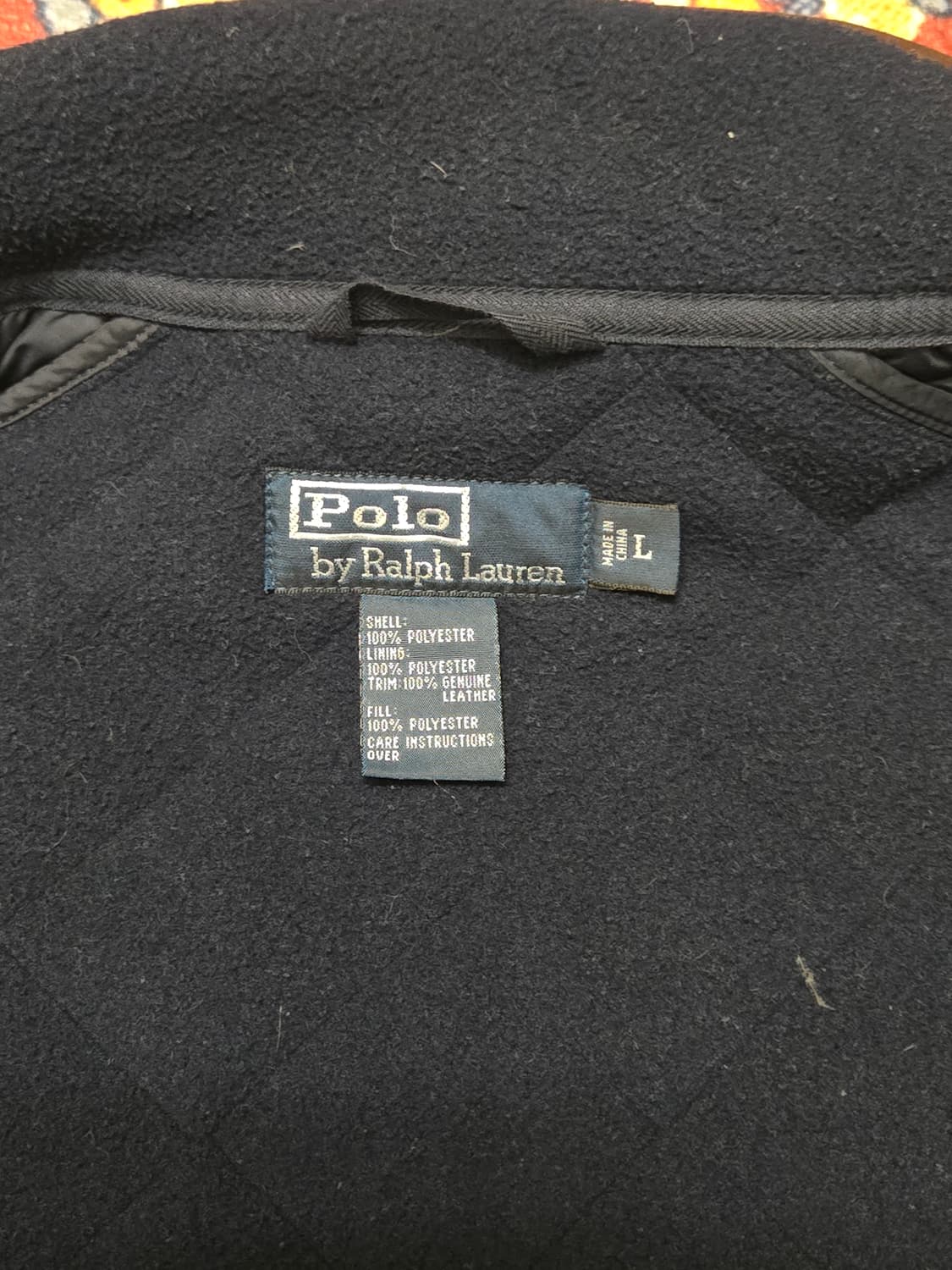 폴로 랄프로렌 레더 트리밍 퀼팅 자켓 네이비 (L) 상품이미지7