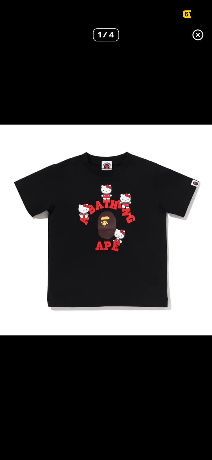 급처)베이프 헬로키티 콜리지 티셔츠반팔 bape 미스치프 코이세이오꼼데 상품이미지1
