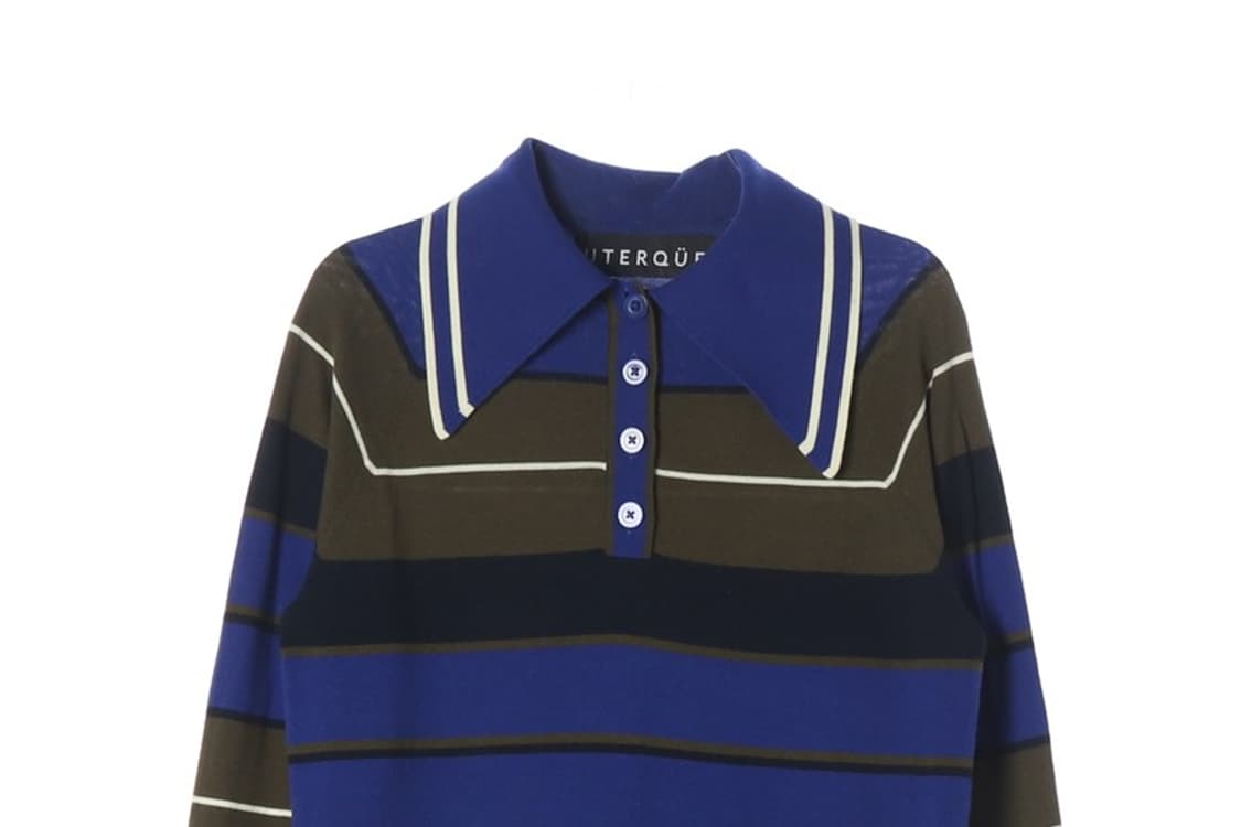 UTERQUE 우테르케 스트라이프 카라 니트 S 상품이미지3