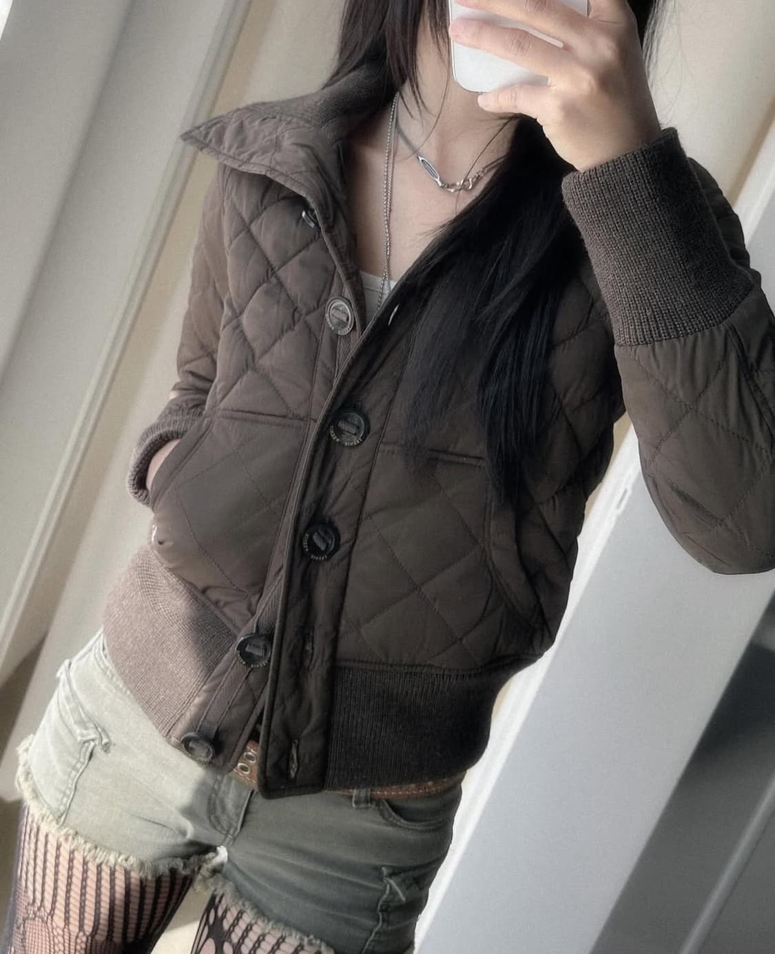 히코빈티지 브라운 퀼트 아우터 상품이미지3