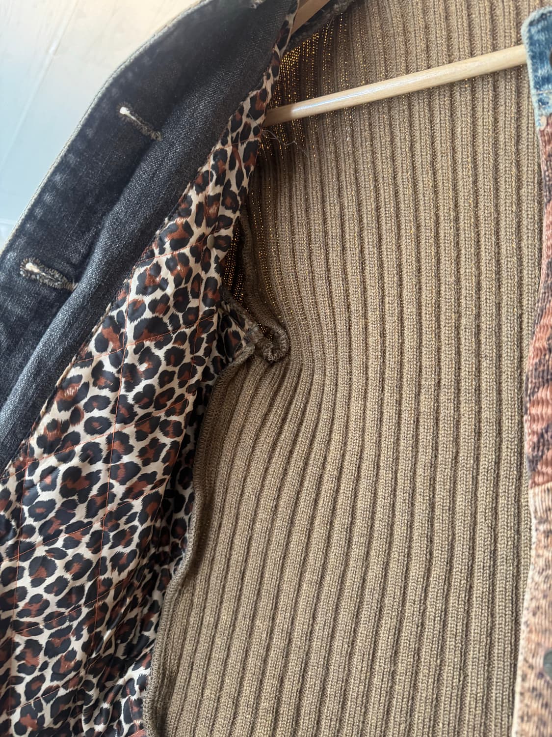 JAPAN 빈티지 패치워크 니트 데님 자켓 상품이미지3