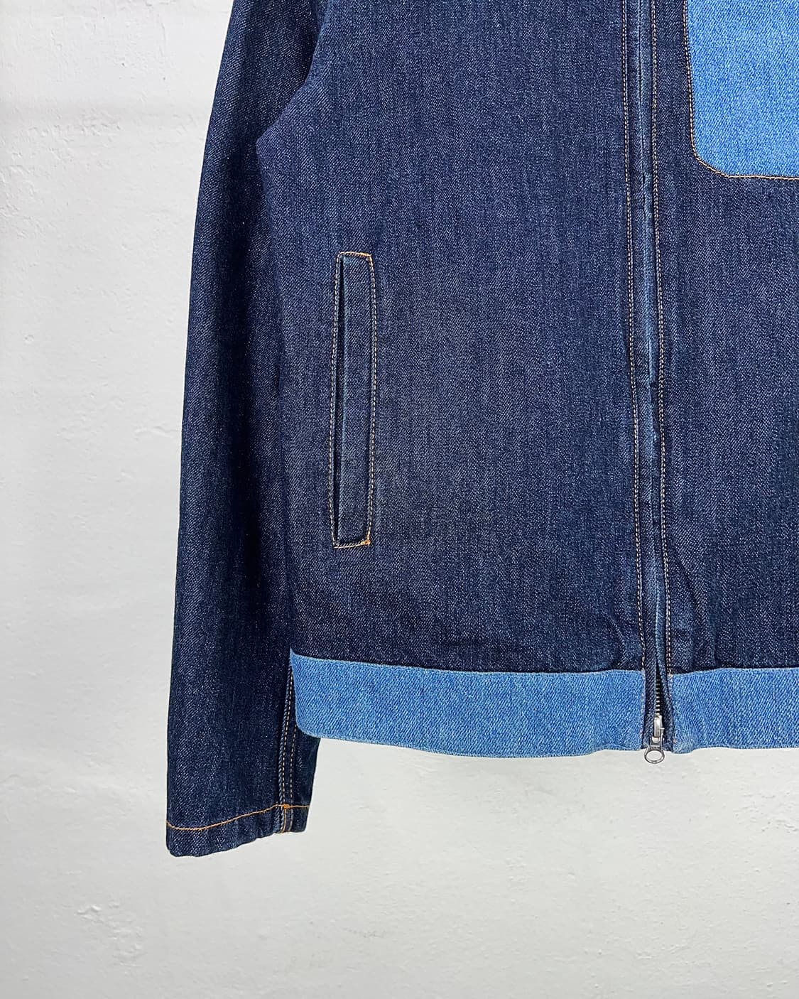 msgm 진청 배색 웰트 포켓 스티치 데님 풀집업 셔츠 자켓 상품이미지4