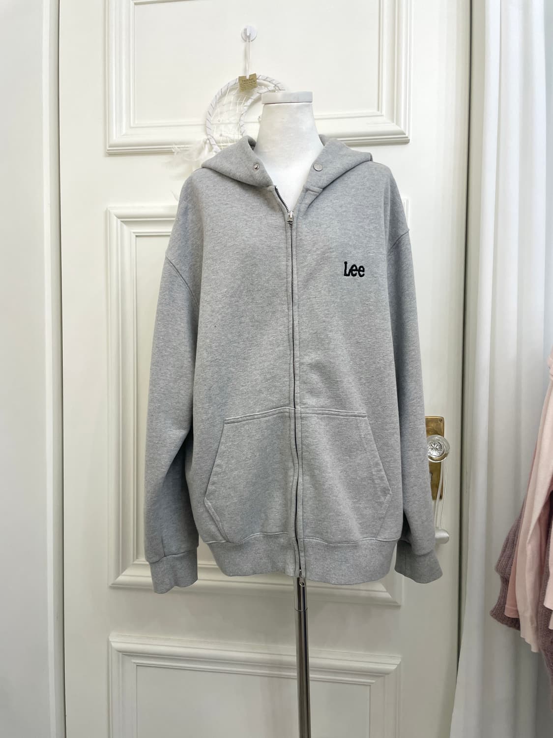 LEE gray basic long over hoode-zip 상품이미지1