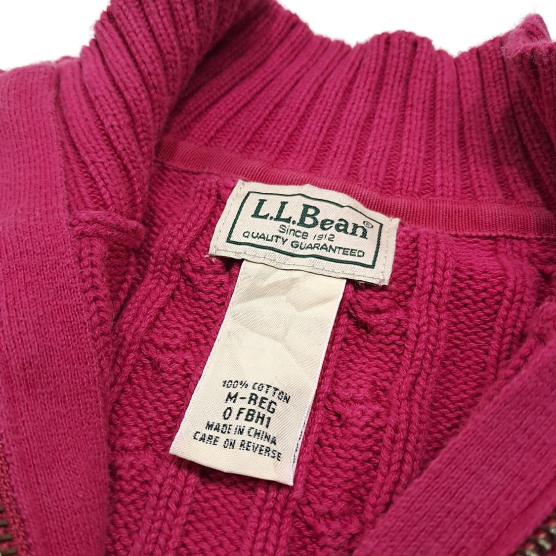 CL379 M 엘엘빈 90s 케이블 집업 마젠타핑크 니트 스웨터 상품이미지4