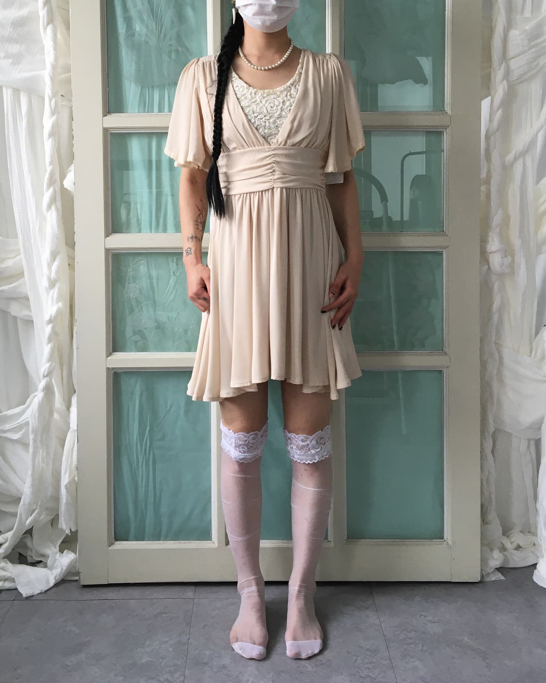 Flower point drape dress 상품이미지1