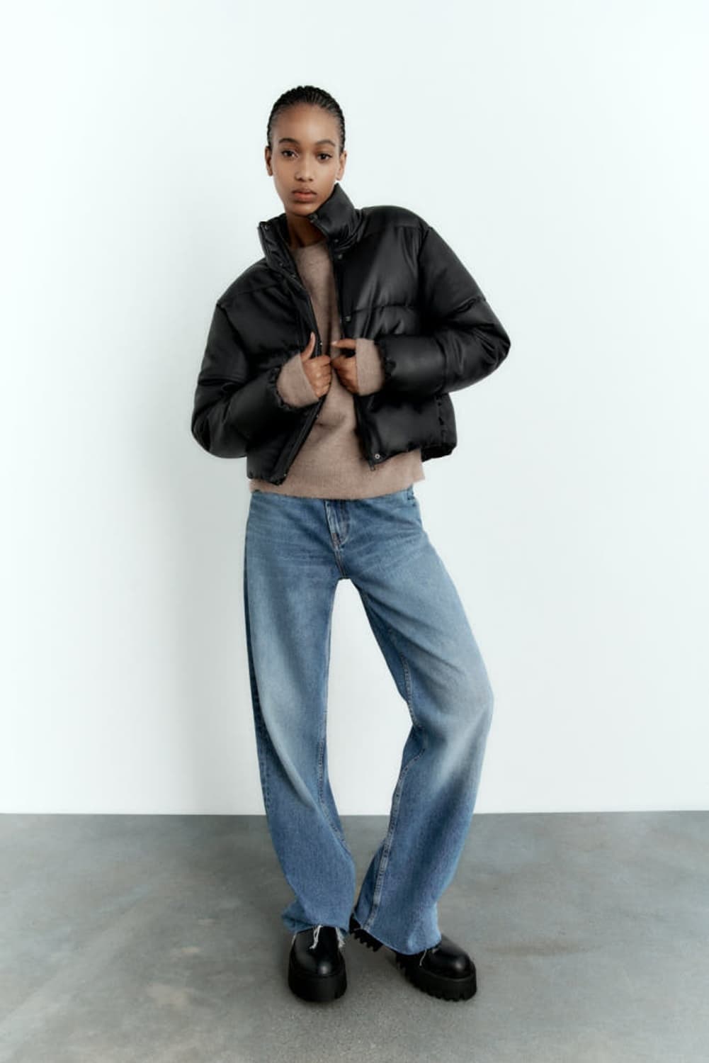 자라 페이크 레더 숏패딩 S 상품이미지2