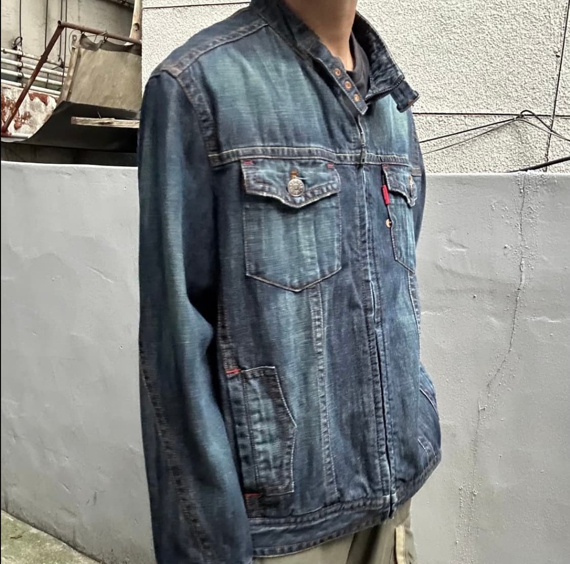 빈티지 00s 에드윈 바이커 오버핏 데님 자켓 상품이미지3