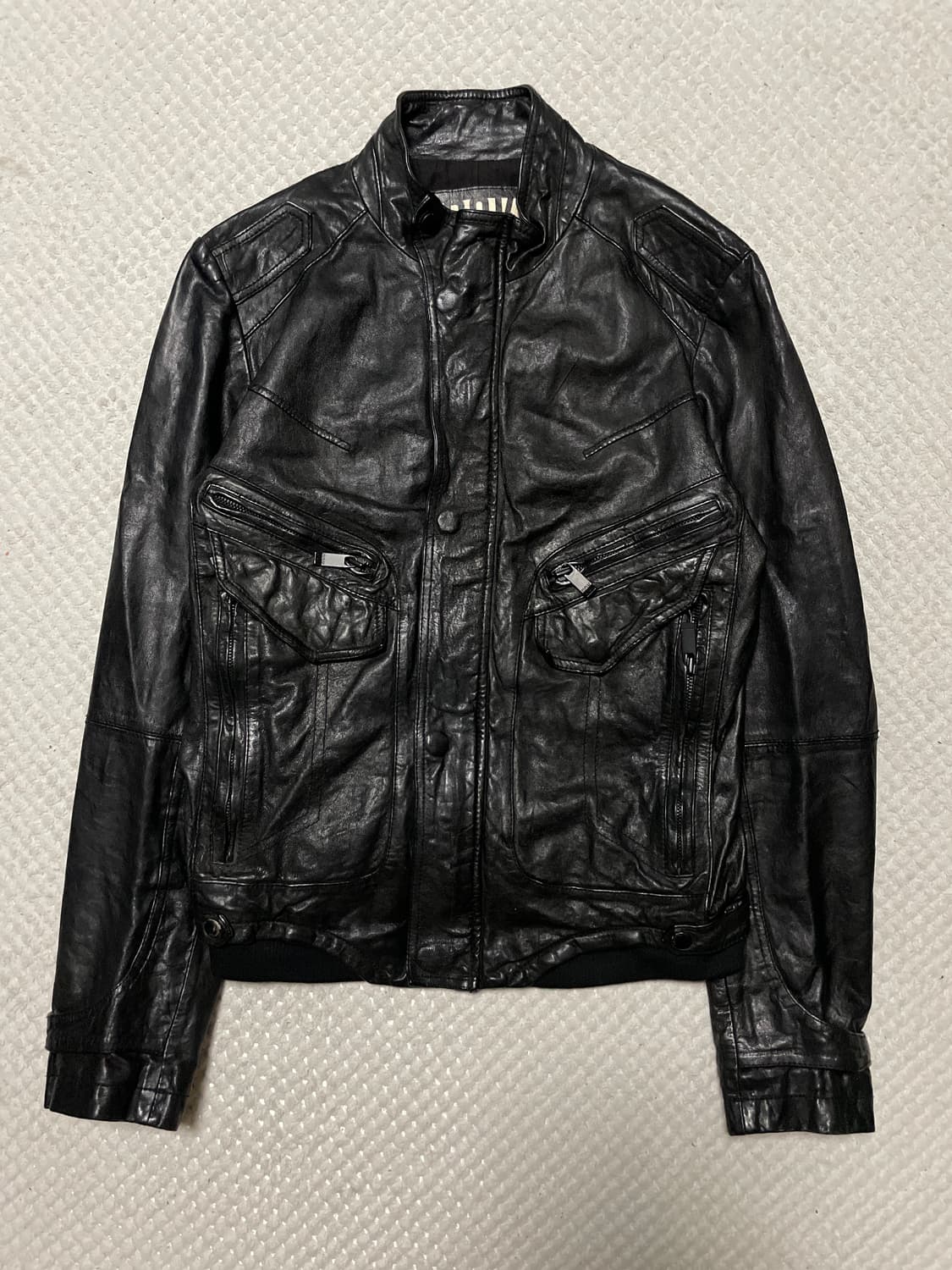 DRESS TO KILL 웨스턴 무드 램스킨 양가죽 바이커 절개 레더 상품이미지2