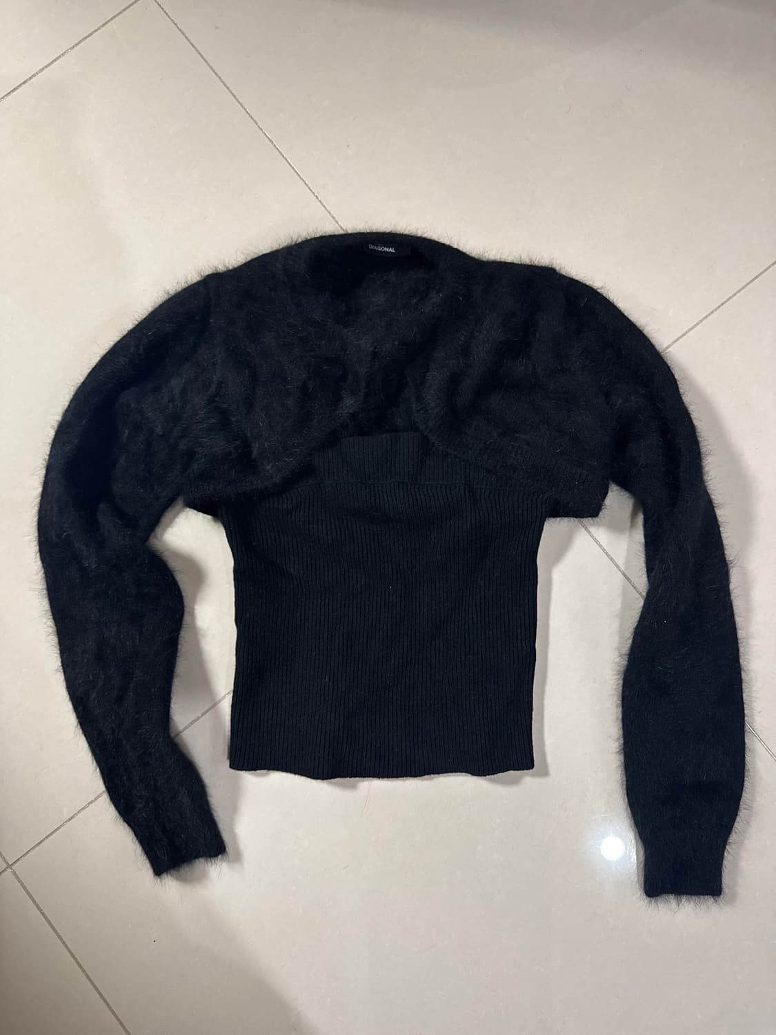 다이애그널 diagonal LAYERED TUBE TOP CARDIGAN 상품이미지8