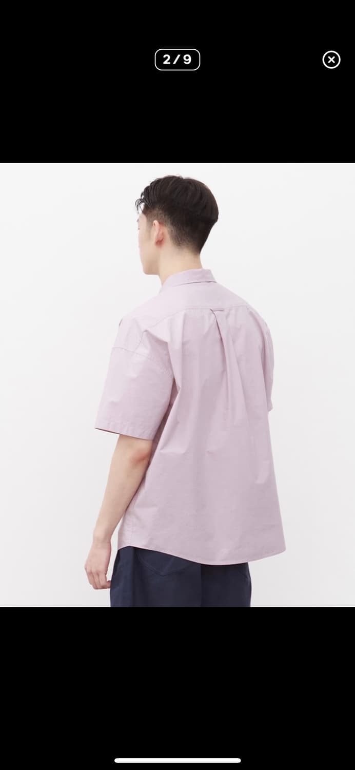 [Lee] 리 페이퍼 코튼 오버핏 반팔 셔츠 핑크S 상품이미지4