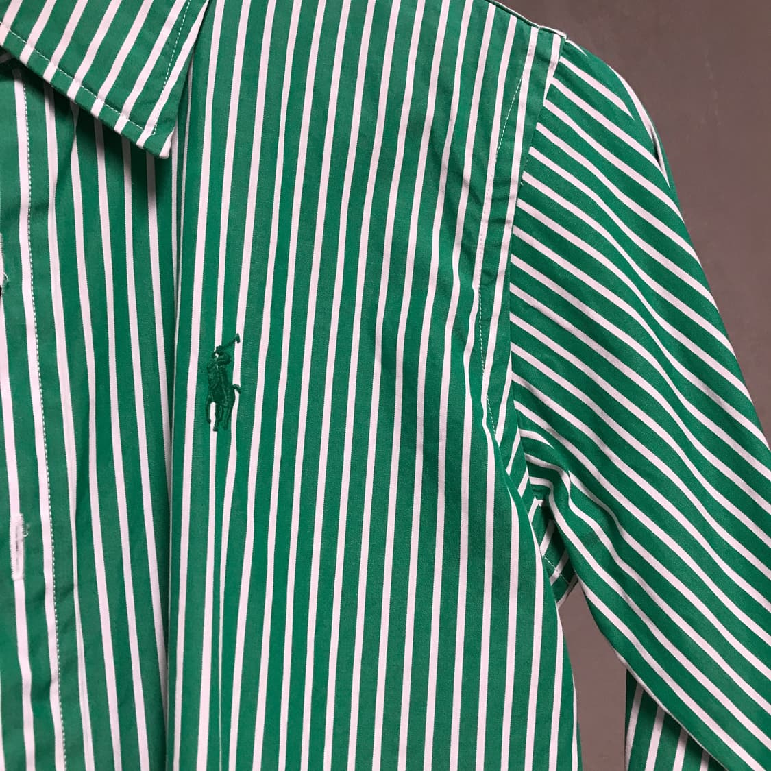 폴로 랄프로렌 스트라이프 셔츠 그린 2(W) 상품이미지4