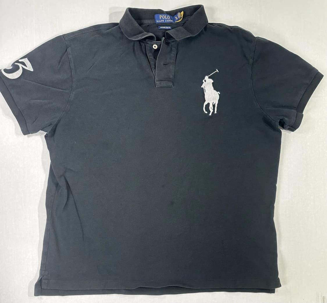 폴로 랄프로렌 빅포니 반팔 카라티 블랙 화이트 상품이미지1