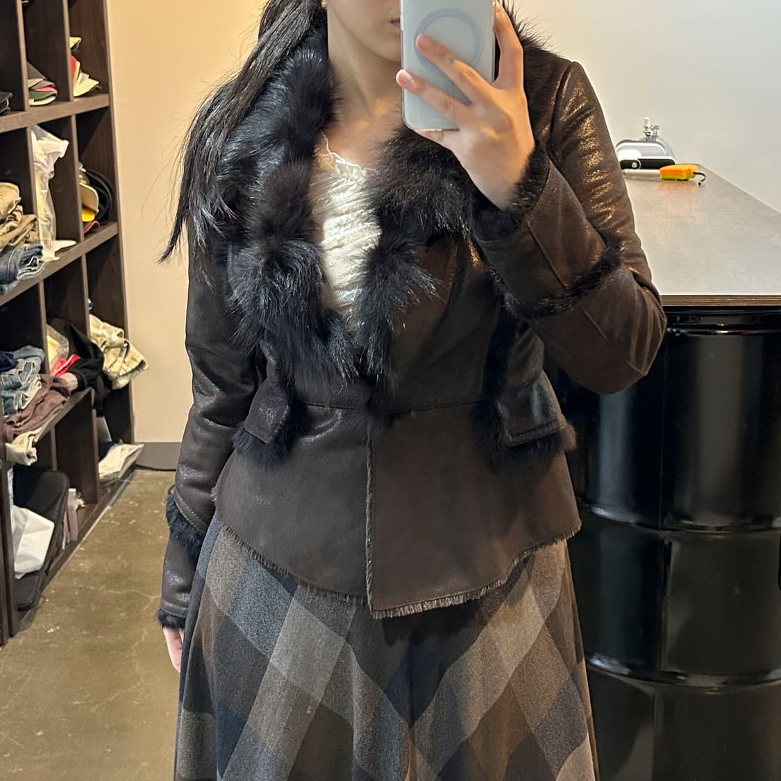 브라운 퍼 무스탕 상품이미지2