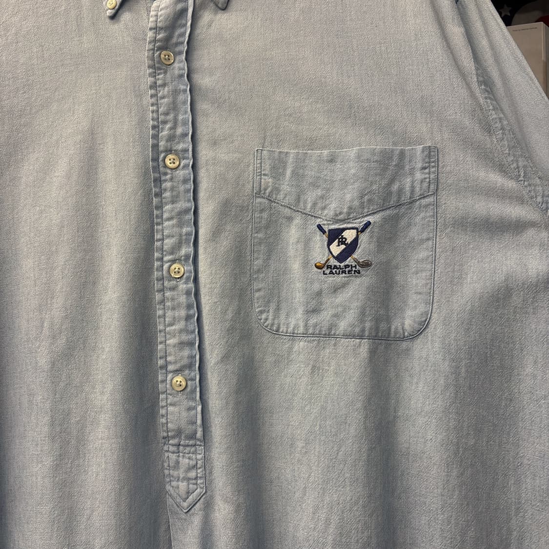 90s 폴로 랄프로렌 골프클럽 엠브로이드 풀오버 샴브레이셔츠 N1010 상품이미지5