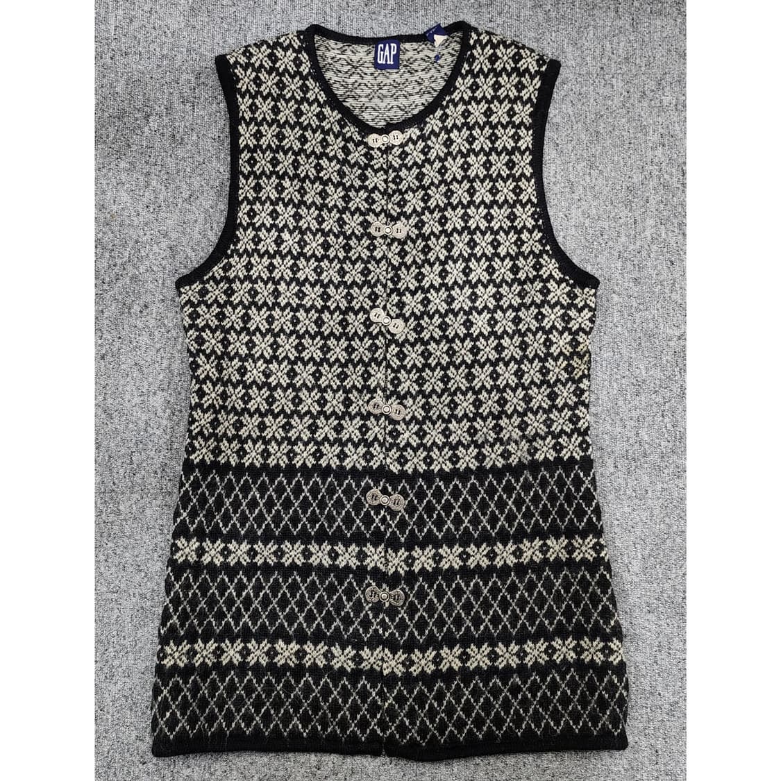 GAP 갭 90s 자카드 빈티지 메탈 버클 울 니트 베스트 조끼 L 상품이미지1