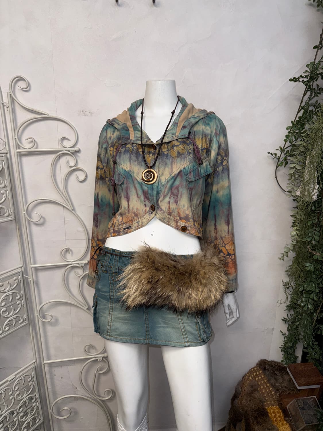 Blue tie dye crop bolero hood jacket  상품이미지1