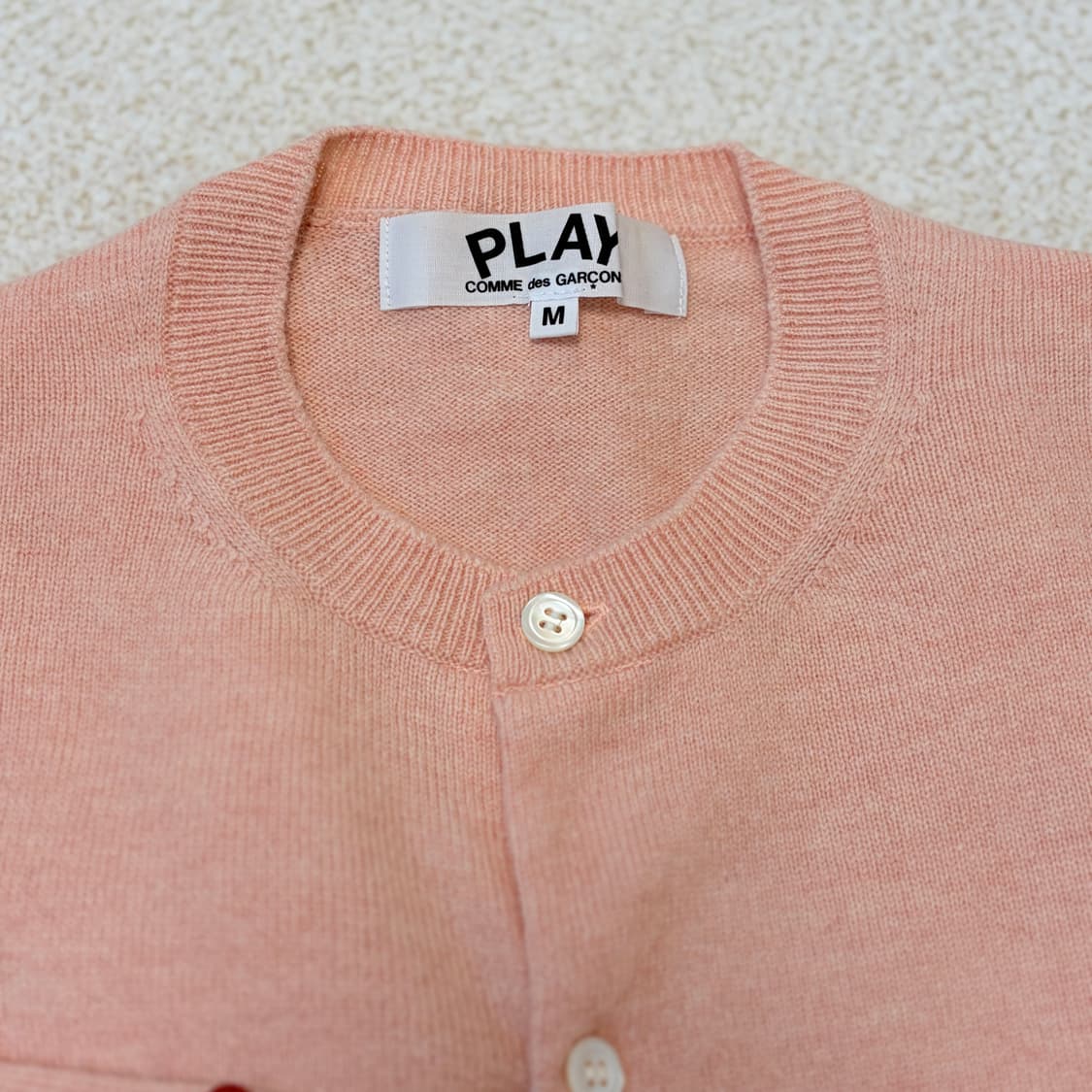 꼼데가르송 스몰하트 울 가디건 피치핑크 상품이미지4