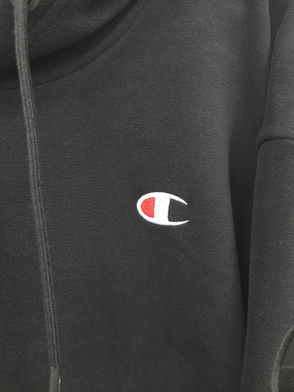 L [대장급]중고유일 챔피온 스웨이드 스펠링 팔자수 블랙 후드티 상품이미지3