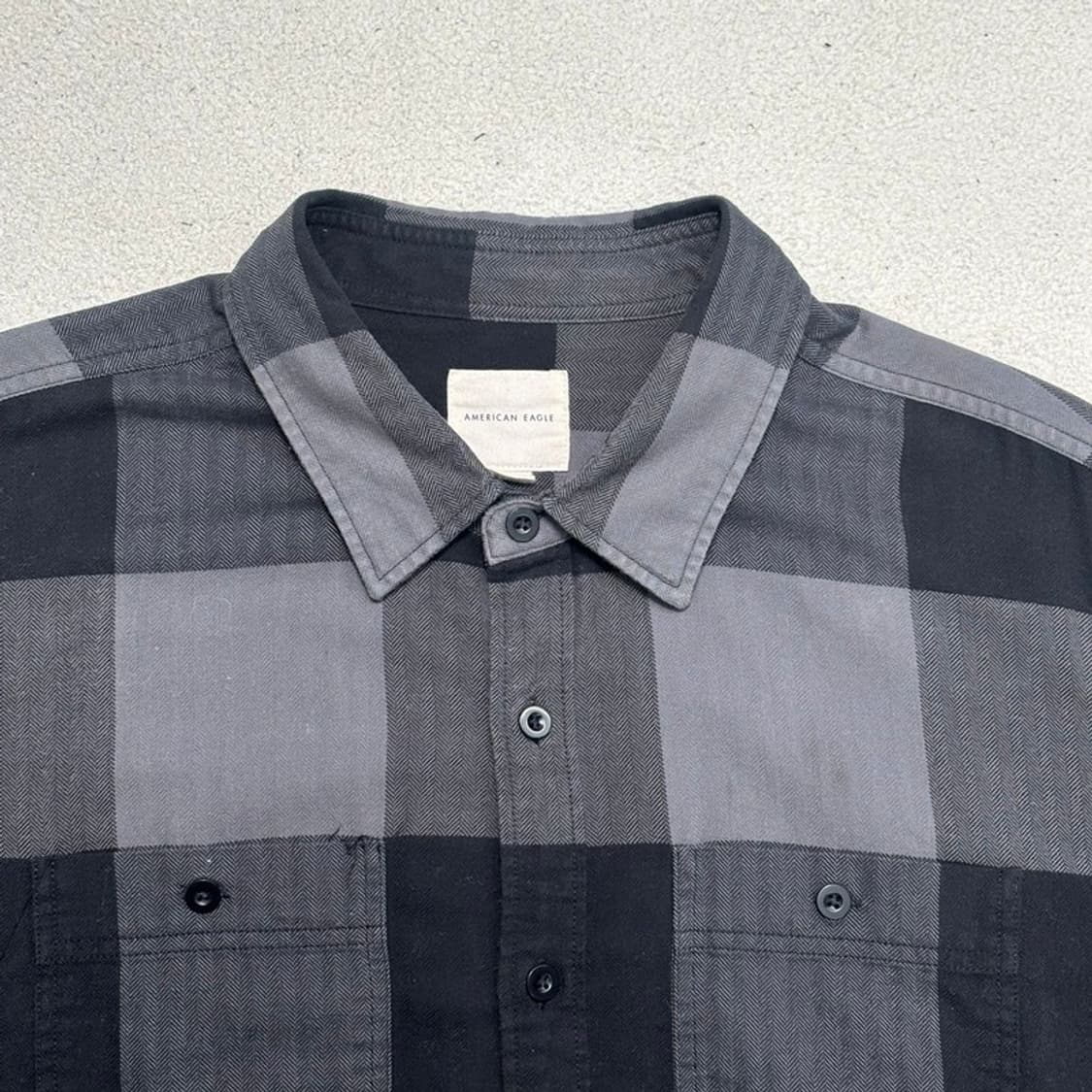 AMERICAN EAGLE 코튼 체크 워크셔츠 그레이 XL 상품이미지3