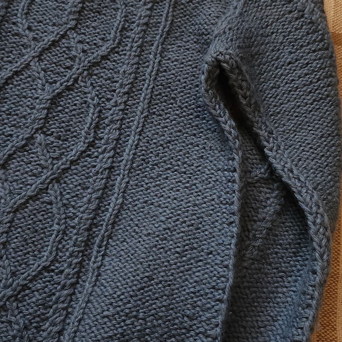 90s 프렌치 핸드메이드 울 가디건 유럽 헤비울 스웨터 버튼 가디건 블루 상품이미지10