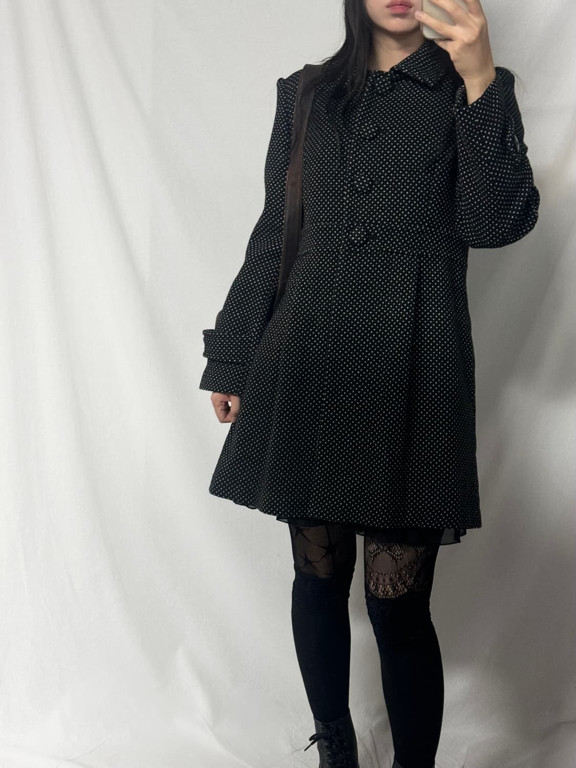 미니 도트 패턴 울 블렌디트 코트 상품이미지6