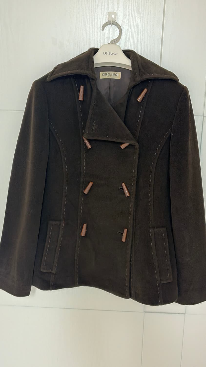 이태리 Georges Rech 브라운 더블 버튼 울코트 55 정품 상품이미지5