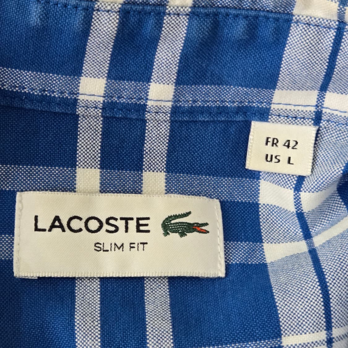 [100] 10’s LACOSTE 슬림핏 체크 셔츠 (블루) 상품이미지5