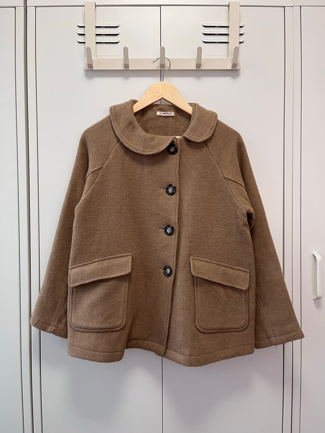 Self service 둥근카라 사와코모리 울 코트 상품이미지2