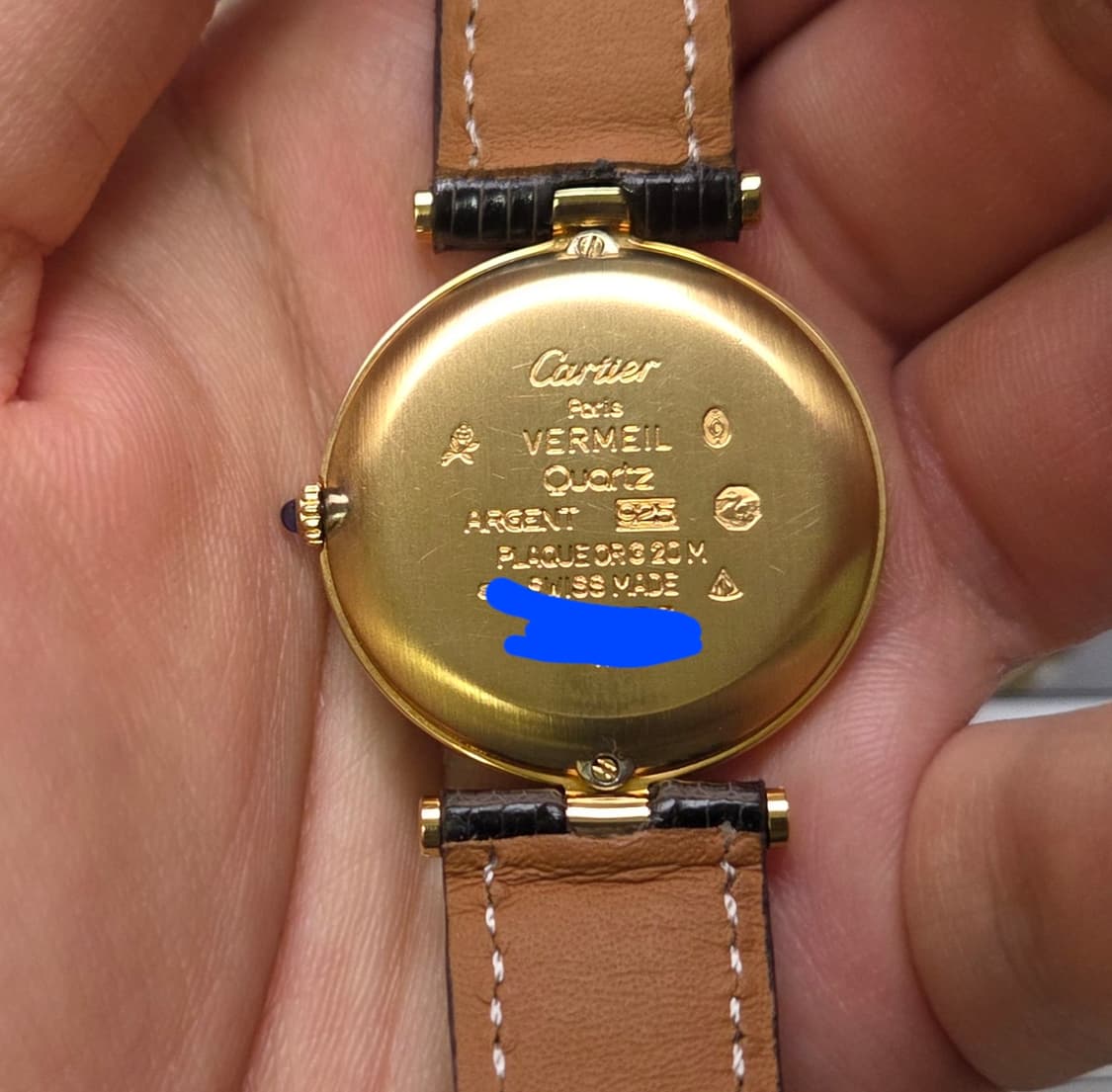 레어] 빈티지 까르띠에 머스트드 방돔 희귀 트리니티 미러판 쿼츠 남성용  상품이미지5