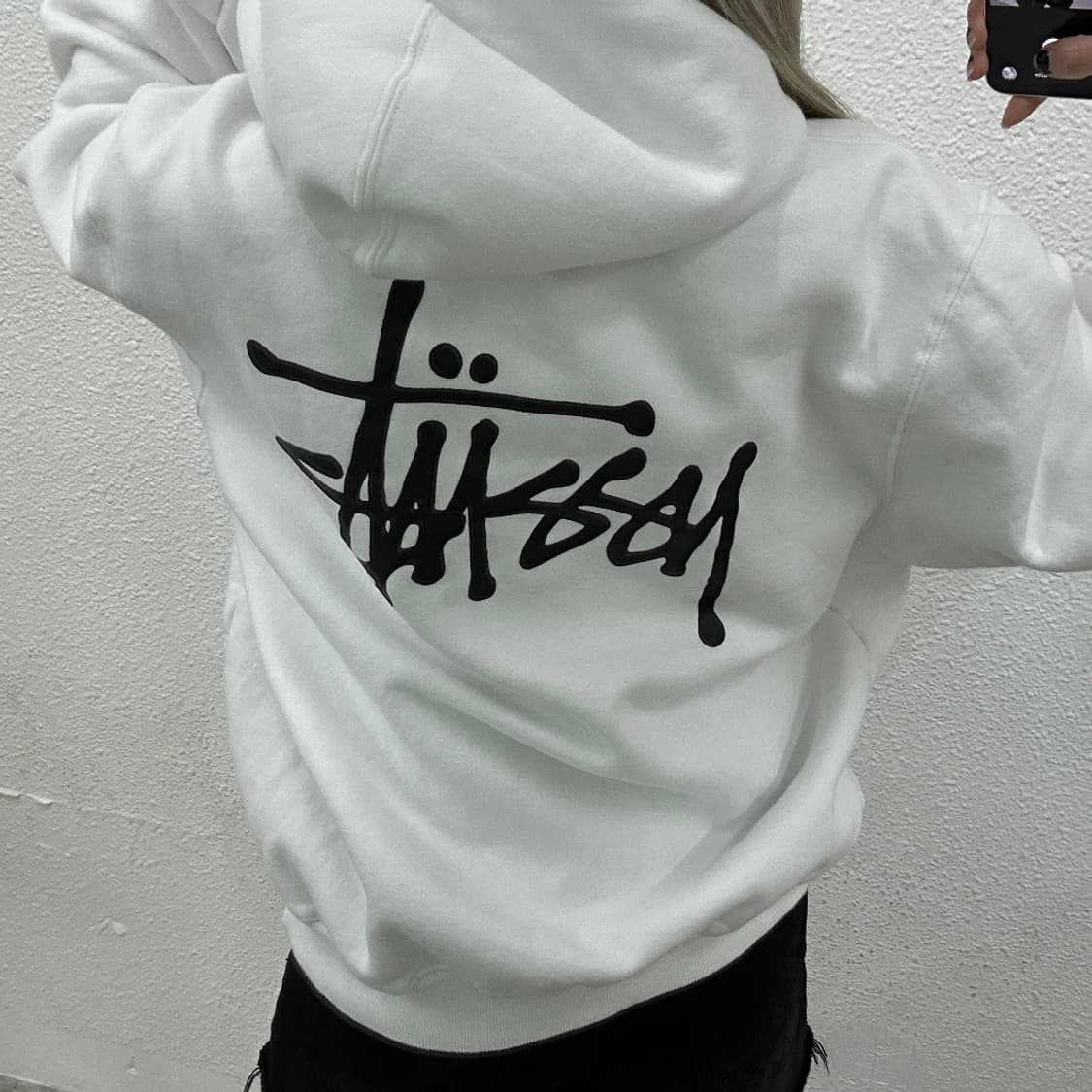 스투스 백로고 화이트 후드 L ( 세탁완료 ) 상품이미지2