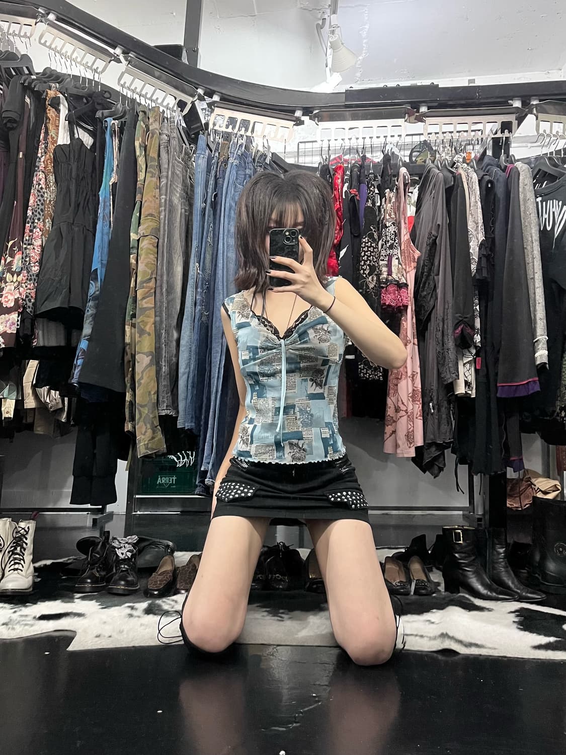 프린팅 시스루 슬리브리스 상품이미지1