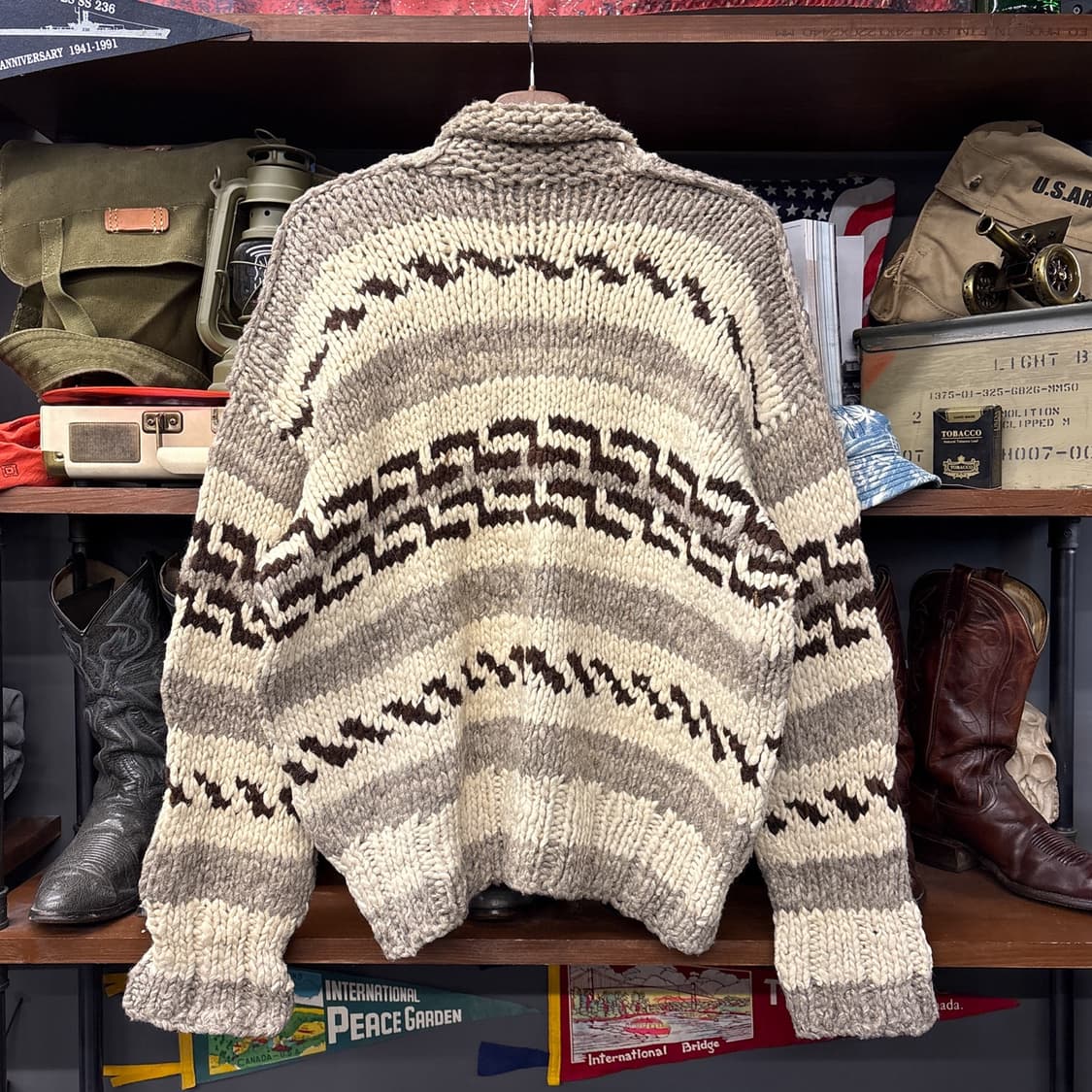 70s CLIX 지퍼 네이티브 패턴 헤비울 캐나다 코위찬 스웨터 N103 상품이미지2