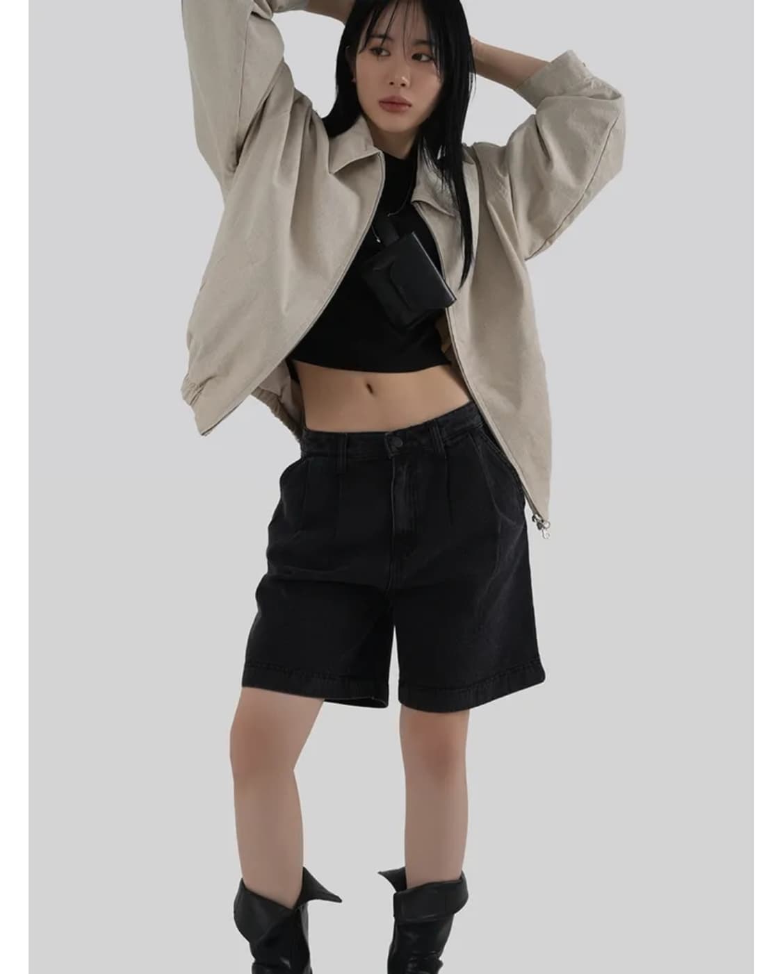 어텀 블랙 핀턱 쇼츠 S 상품이미지2