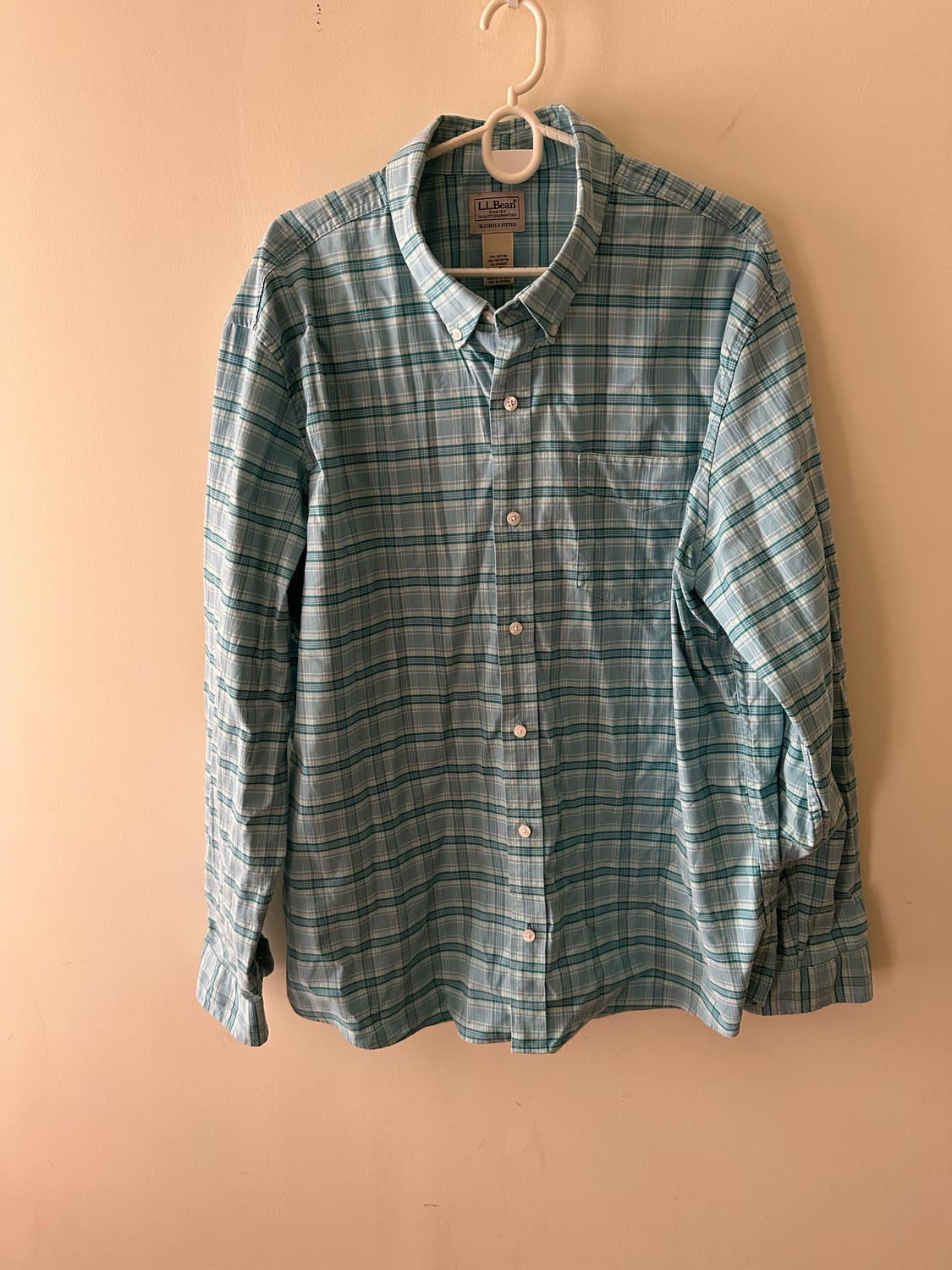 엘엘빈 LLBEAN 하늘색 체크 긴팔 셔츠 상품이미지5