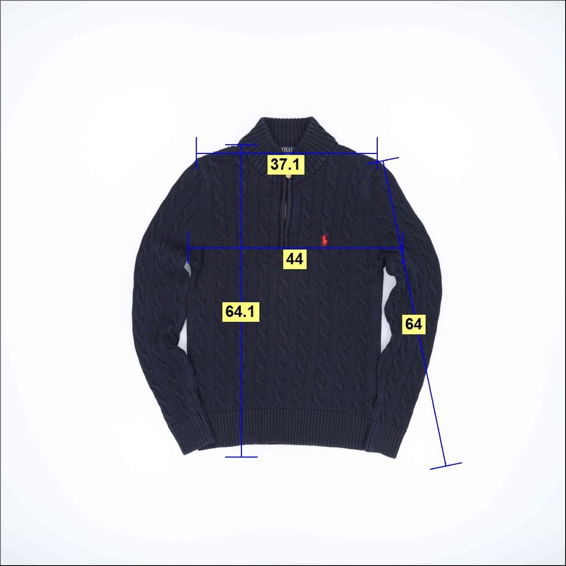 M 폴로 여성 꽈배기 케이블 반집업 니트 네이비 4254 상품이미지7